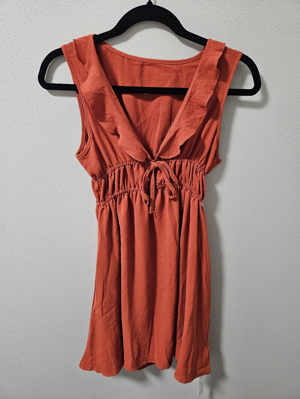 BEACHSISSI NWT Ruffle V-Neck Sleeveless Dress Orange